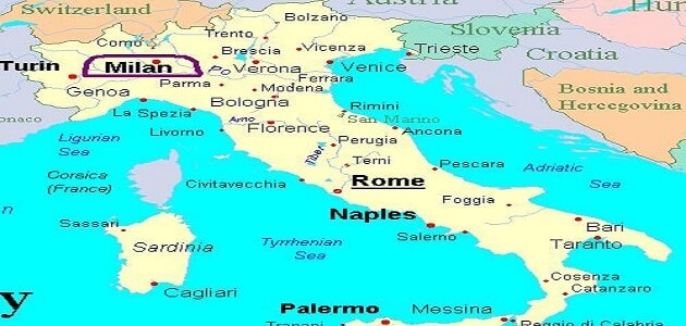 اين تقع ميلانو على الخريطة