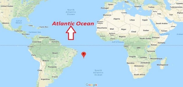 المحيط الاطلنطي على الخريطة