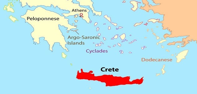 جزيرة كريت على الخريطة؟