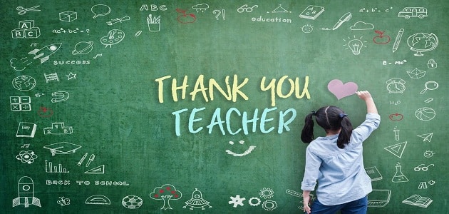 كلمة شكر للمعلم على جهوده في التعليم عن بعد
