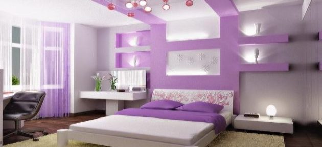 غرف نوم باللون الوردي والبنفسجي