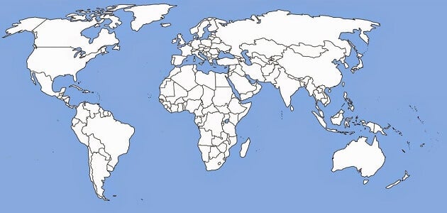 خريطة العالم صماء حجم كبير