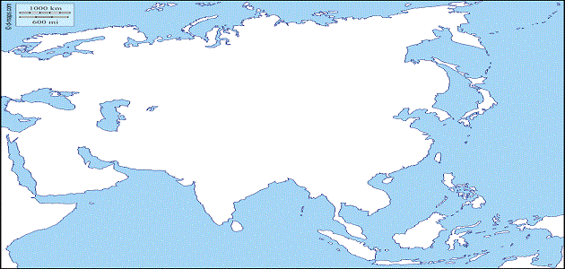 خريطة صماء لقارة اسيا