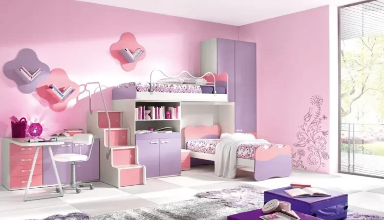  تصميم غرفة أطفال باللون الروز مع البنفسجي