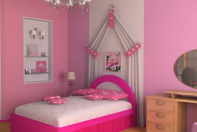 غرفة نوم أطفال باللون البينك